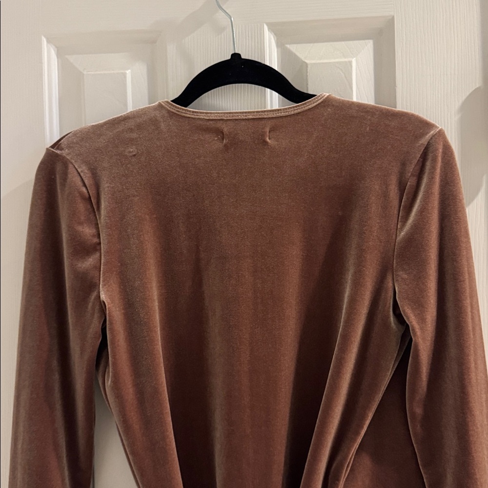 Madewell Brown Velvet Wrap Top - Picture 6 of 10
